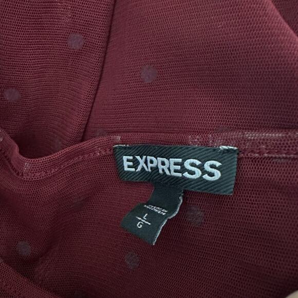 Express Sheer Fairy Top Polka Dot Burgundy Dark Vampire Fall Whimsigoth Large - Picture 4 of 5
